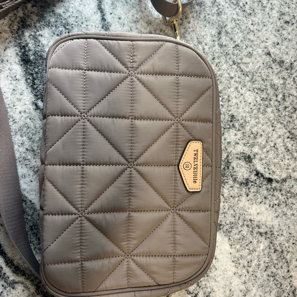 Tory Burch Inspired Quilted Crossbody Bag - Taupe - diaper bag - Picture 2 of 9
